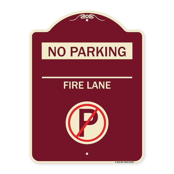 Signmission No Parking Fire Lane W/ No Parking Heavy-Gauge Aluminum Architectural Sign, 24" x 18", BU-1824-23810 A-DES-BU-1824-23810 - main